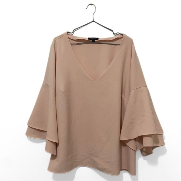 Lane Bryant Tops - Lane Bryant Pink V-Neck Ruffle Bell-Sleeve Flowy Blouse Top Size 18/20